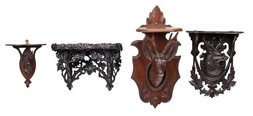FOUR CARVED BLACK FOREST WALL SHELF 375f84