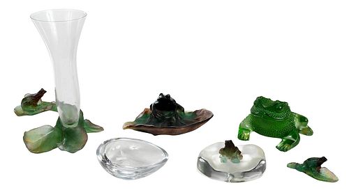 FIVE ART GLASS FROGS DAUM AND 375ffb