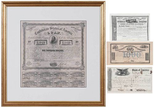GROUP OF FOUR STOCK AND BOND CERTIFICATES1863 37604b
