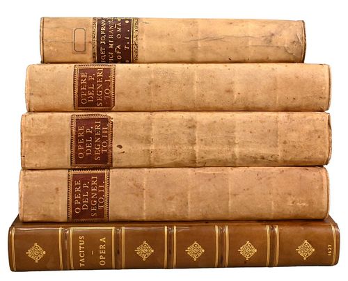 FIVE EARLY LEATHERBOUND BOOKSFive 37627f