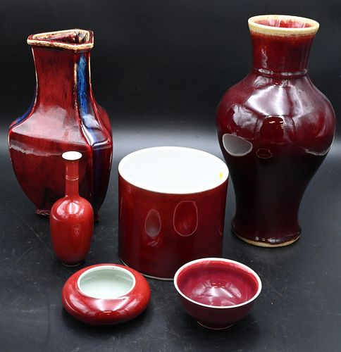 SIX PIECE CHINESE OXBLOOD PORCELAIN 376283