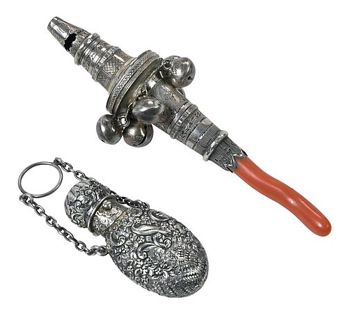 ENGLISH SILVER RATTLE AND PERFUMEVictorian 37637f