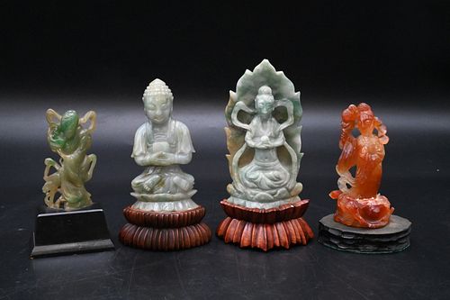 FOUR CARVED CHINESE HARDSTONE FIGURESFour 373eab