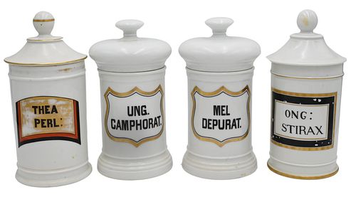 GROUP OF FOUR PORCELAIN APOTHECARY 373ed6
