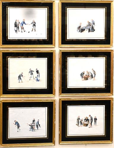 GROUP OF SIX ANTIQUE CHINESE GOUACHE 373f32