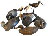 GROUP OF EIGHT VINTAGE HAND CARVED DUCKS