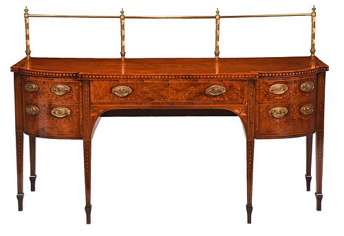 FINE GEORGE III FIGURED AND MARQUETRY 374246
