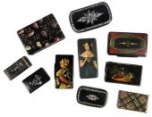 TEN BLACK LACQUERED SNUFF BOXES 3742fc