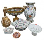 SEVEN PIECE ROSE FAMILLE AND GILT 374483