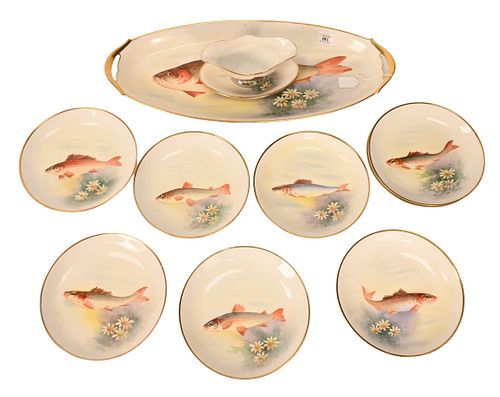 13 PIECE LIMOGES FRANCE HAND PAINTED 3746cc