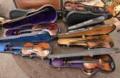 GROUP OF NINE VIOLINS WITH CASESGroup