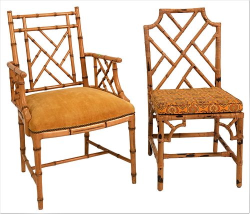TWO FAUX BAMBOO HOLLYWOOD REGENCY 374823
