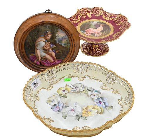 THREE PIECE HAND PAINTED PORCELAIN 37484d