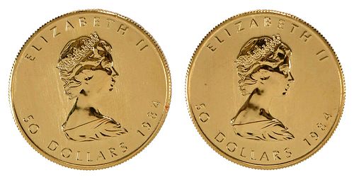 TWO CANADIAN GOLD MAPLE LEAF COINSboth