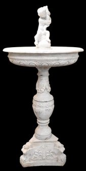 FOUR PIECE OUTDOOR CARVED MARBLE FOUNTAINFour