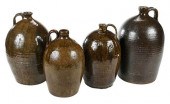 FOUR CATAWBA VALLEY STONEWARE JUGS INCLUDING