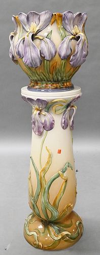 LARGE MAJOLICA JARDINIERE ON STAND  37764f