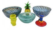 SIX PIECE GROUP OF ART GLASS, TO INCLUDE