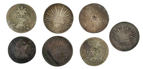 GROUP OF SEVEN MEXICAN COINS1789 37791d