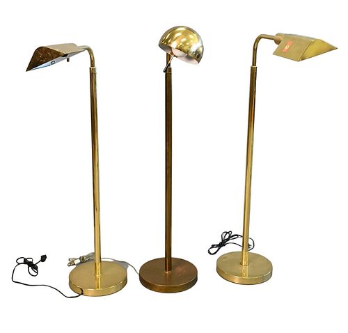 THREE BRASS FLOOR LAMPS TO INCLUDE 377983