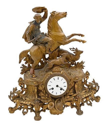 FRENCH FIGURAL MANTLE CLOCK, HAVING