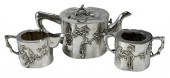 THREE PIECE CHINESE EXPORT SILVER TEA