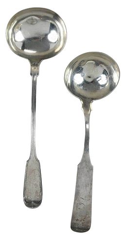 TWO COIN SILVER LADLES ONE JAMES 377c54