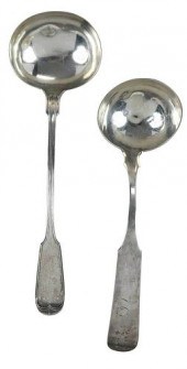 TWO COIN SILVER LADLES, ONE JAMES CONNINGmid