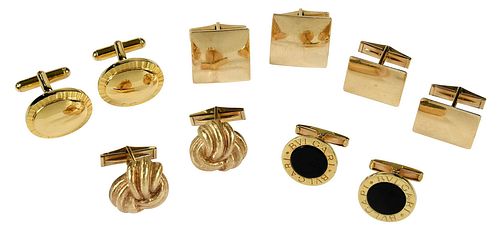 FIVE PAIRS GOLD CUFFLINKSoval design  377ce9