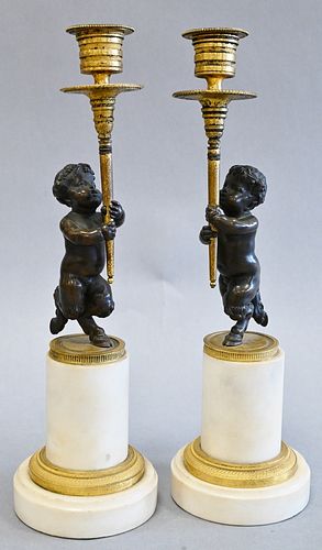 PAIR OF FRENCH BRONZE AND MARBLE 377e20