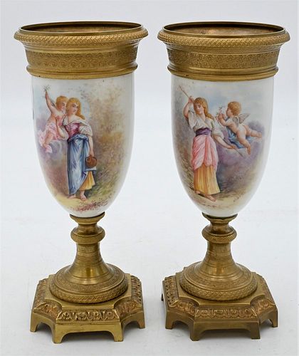 PAIR OF FRENCH PORCELAIN AND BRONZE 3780ad