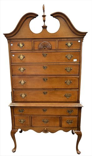 CHIPPENDALE STYLE TIGER MAPLE HIGHBOY  3781a5