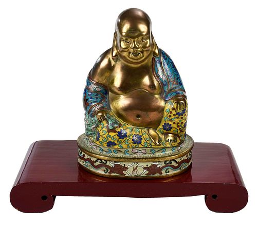 CHINESE CLOISONNE FIGURE OF BUDAI20th 3783ab