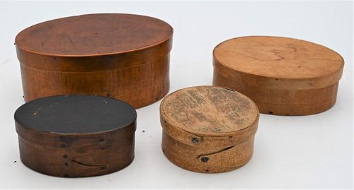 FOUR SMALL BENTWOOD BOXES TWO SHAKER 37858c
