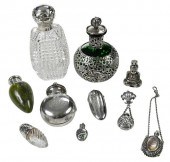 TEN SILVER AND SILVER MOUNTED PERFUMES19th