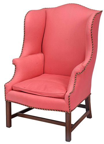 CHIPPENDALE MAHOGANY UPHOLSTERED 37897f