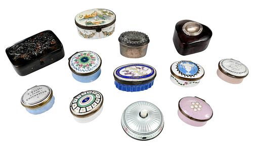 11 BRITISH PILL BOXES ENAMEL AND 3789a8