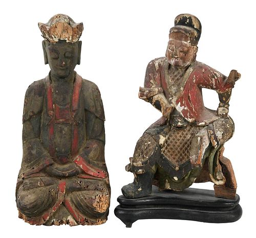 CHINESE CARVED AND PAINTED WOOD 3766e3