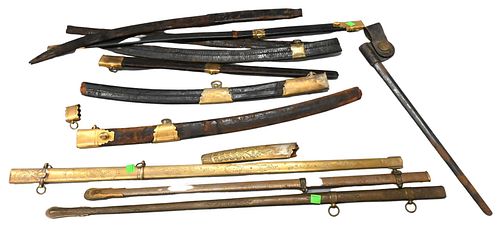 GROUP OF 11 LEATHER AND BRASS BAYONET 376799