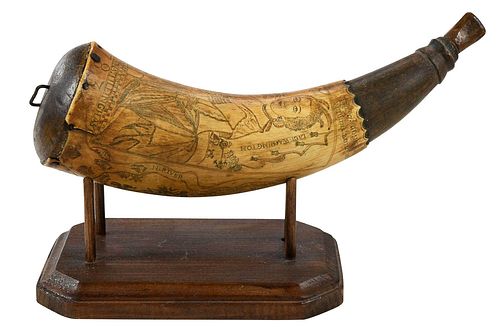 ENGRAVED POWDER HORN WITH REVOLUTIONARY 376ac9