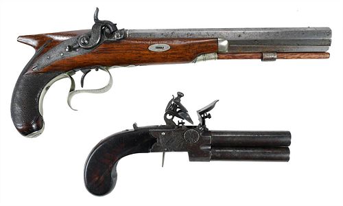 TWO EARLY BRITISH PISTOLSsaw handle 376afe