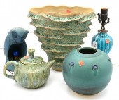 FIVE PIECE GROUP OF ART POTTERY, TO