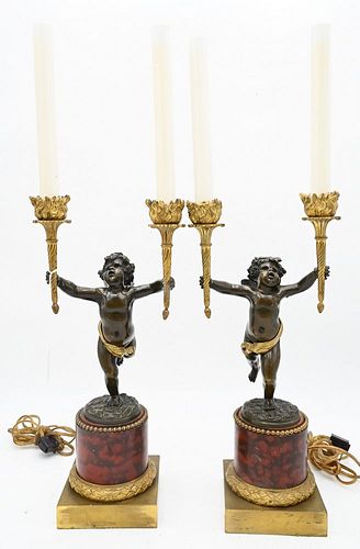 PAIR OF FRENCH BRONZE CANDELABRAS  376ba3