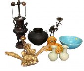 GROUP LOT, TO INCLUDE A BRONZE POT;