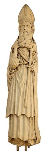 LARGE CARVED IVORY STATUE OF A 37727b
