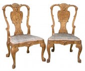 PAIR OF ENGLISH SIDE CHAIRS, GILT ON