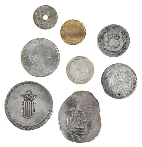GROUP OF SPANISH COINS, COB, PISTAREENSlate
