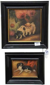 PAIR OF SMALL DOG PORTRAITS POSSIBLY 379b36