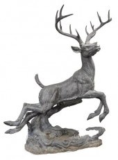 LARGE BRONZE DEER FOUNTAIN IN THE FORM