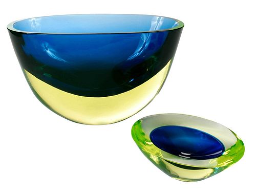 TWO MURANO SOMMERSO ART GLASS BOWLSattributed 379fff